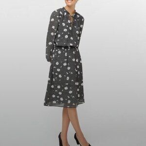 J. Crew Gray Floral Long Sleeve Dress